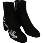 Dolce & Gabbana Black Suede L'Amore E'Bellezza Boots Shoes LA7048-35