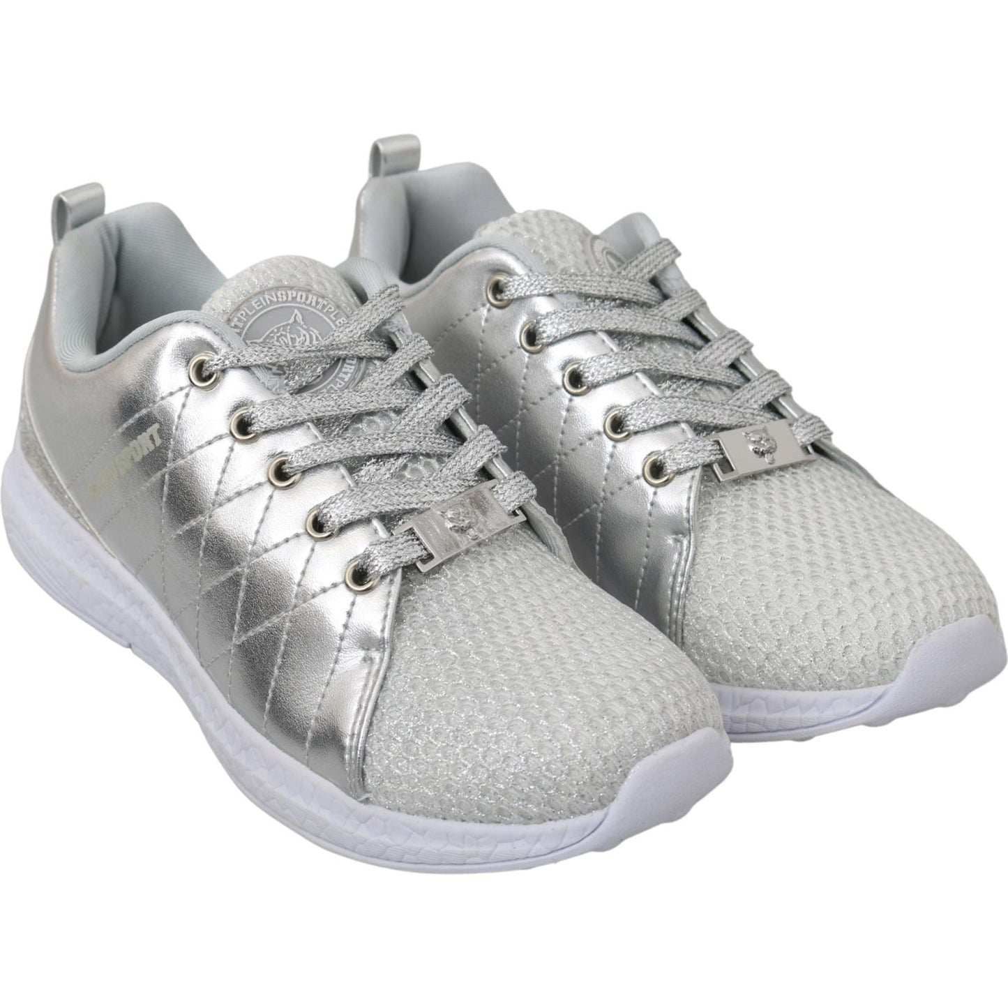 Philipp Plein Gisella Silver Polyester Sneakers Shoes LA7174-37