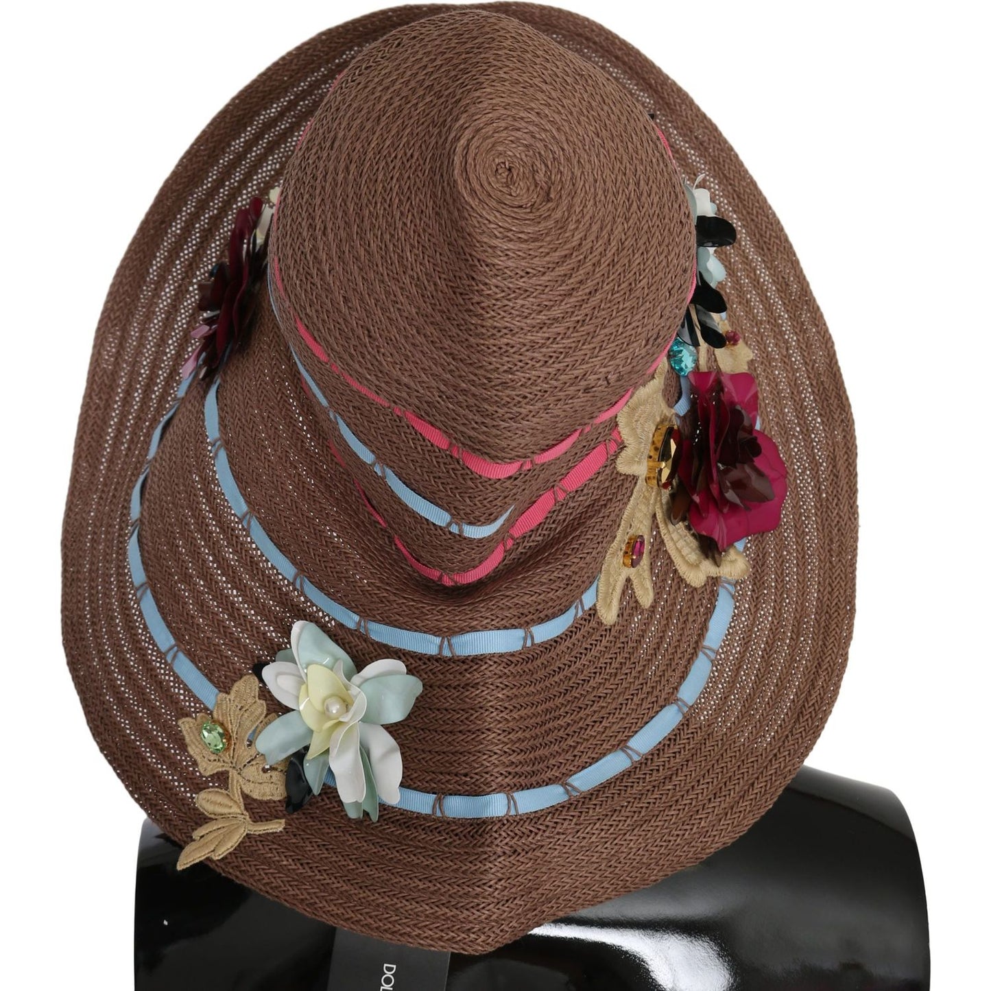 Dolce & Gabbana Brown Floral Wide Brim Straw Floppy Cap Hat HAT9063-58