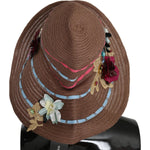 Dolce & Gabbana Brown Floral Wide Brim Straw Floppy Cap Hat HAT9063-58
