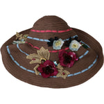 Dolce & Gabbana Brown Floral Wide Brim Straw Floppy Cap Hat HAT9063-58