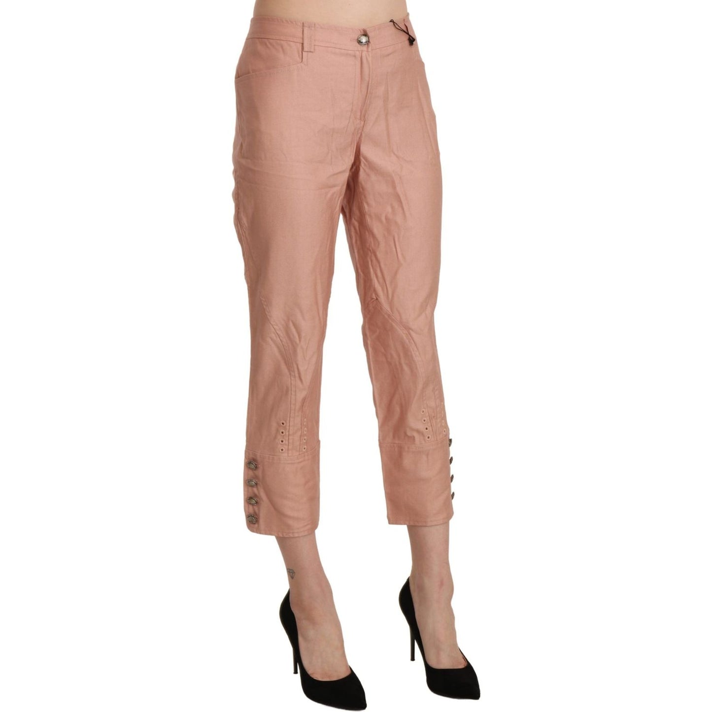 Ermanno Scervino Cotton Pink High Waist Cropped Trouser Pants PAN71139-44