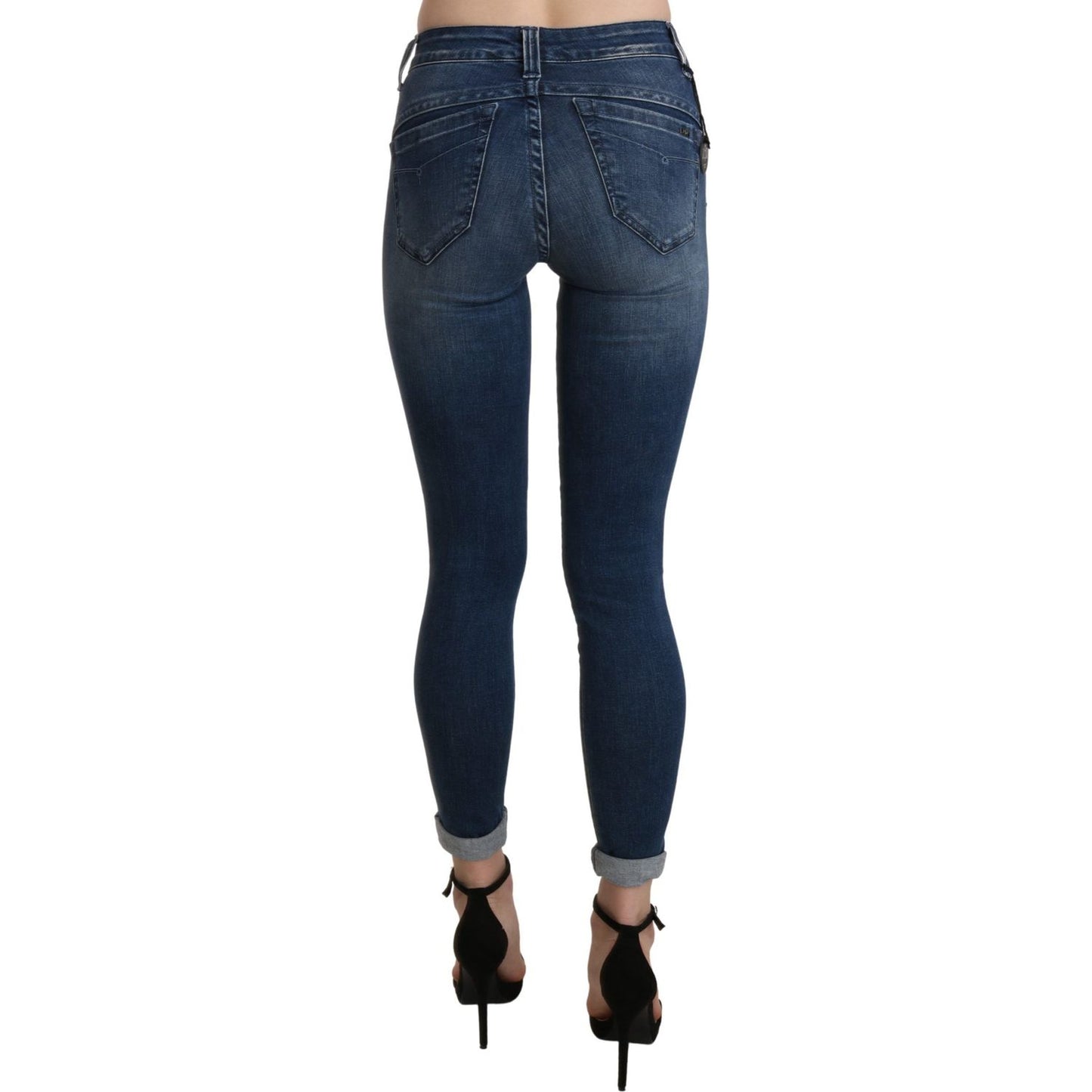 Ermanno Scervino Blue Washed High Waist Skinny Cropped Cotton Jeans PAN71140-28