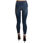 Ermanno Scervino Blue Washed High Waist Skinny Cropped Cotton Jeans PAN71140-28