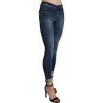 Ermanno Scervino Blue Washed High Waist Skinny Cropped Cotton Jeans PAN71140-28