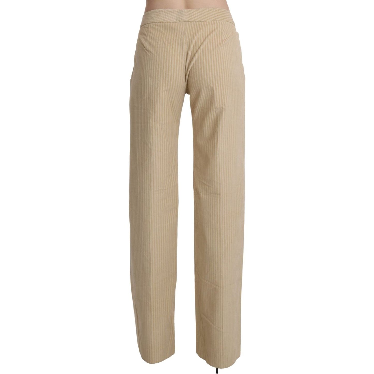 Ermanno Scervino Beige High Waist Flared Wide Leg Trouser Pants PAN71143-44