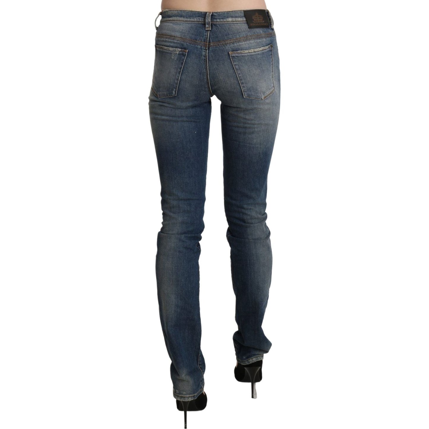 Ermanno Scervino Blue Washed Mid Waist Skinny Denim Jeans PAN71144-26