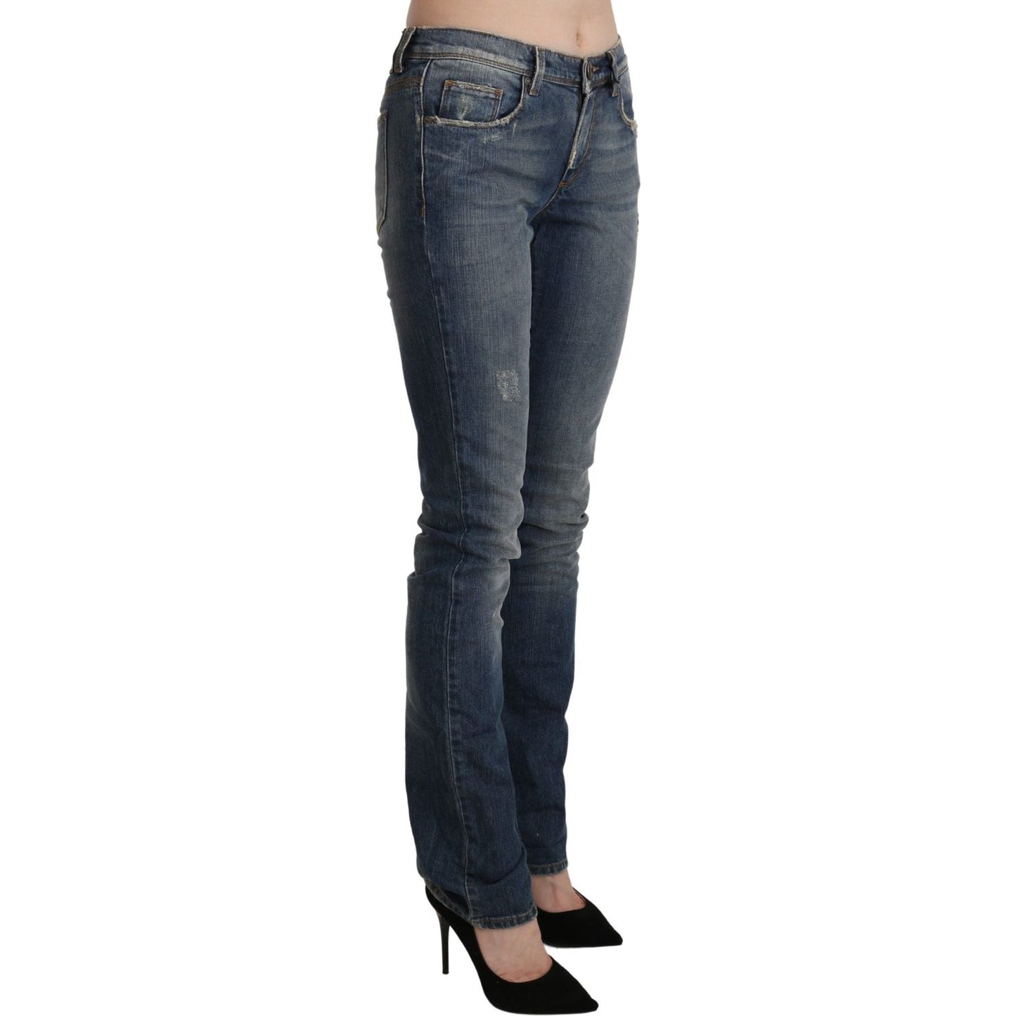 Ermanno Scervino Blue Washed Mid Waist Skinny Denim Jeans PAN71144-26