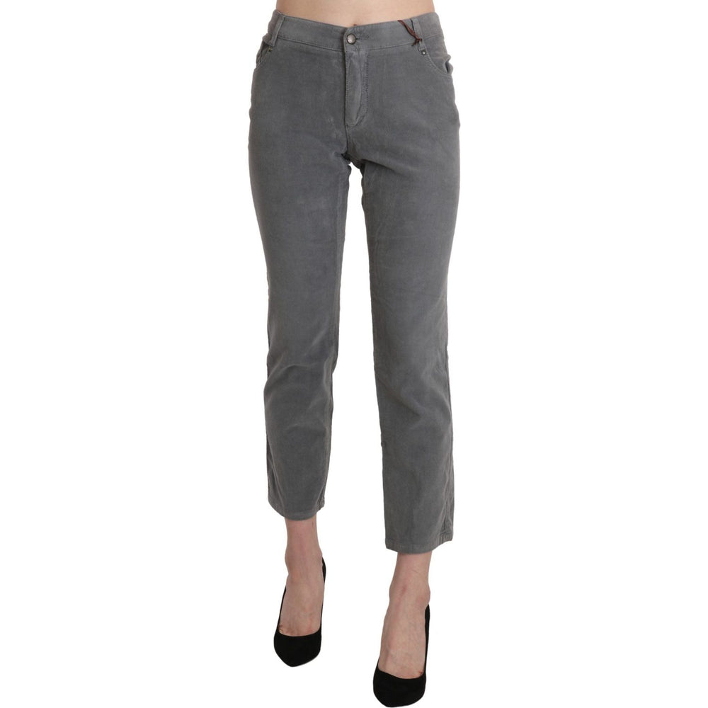 Ermanno Scervino Gray Cropped Cotton Stretch Trouser Pants PAN71148-46