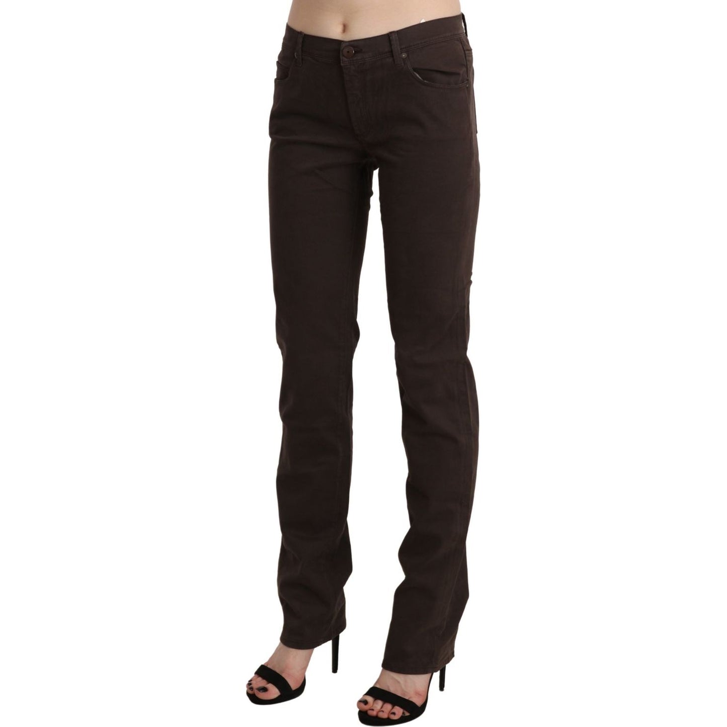 Ermanno Scervino Brown Mid Waist Skinny Slim Trouser Cotton Jeans PAN71149-32