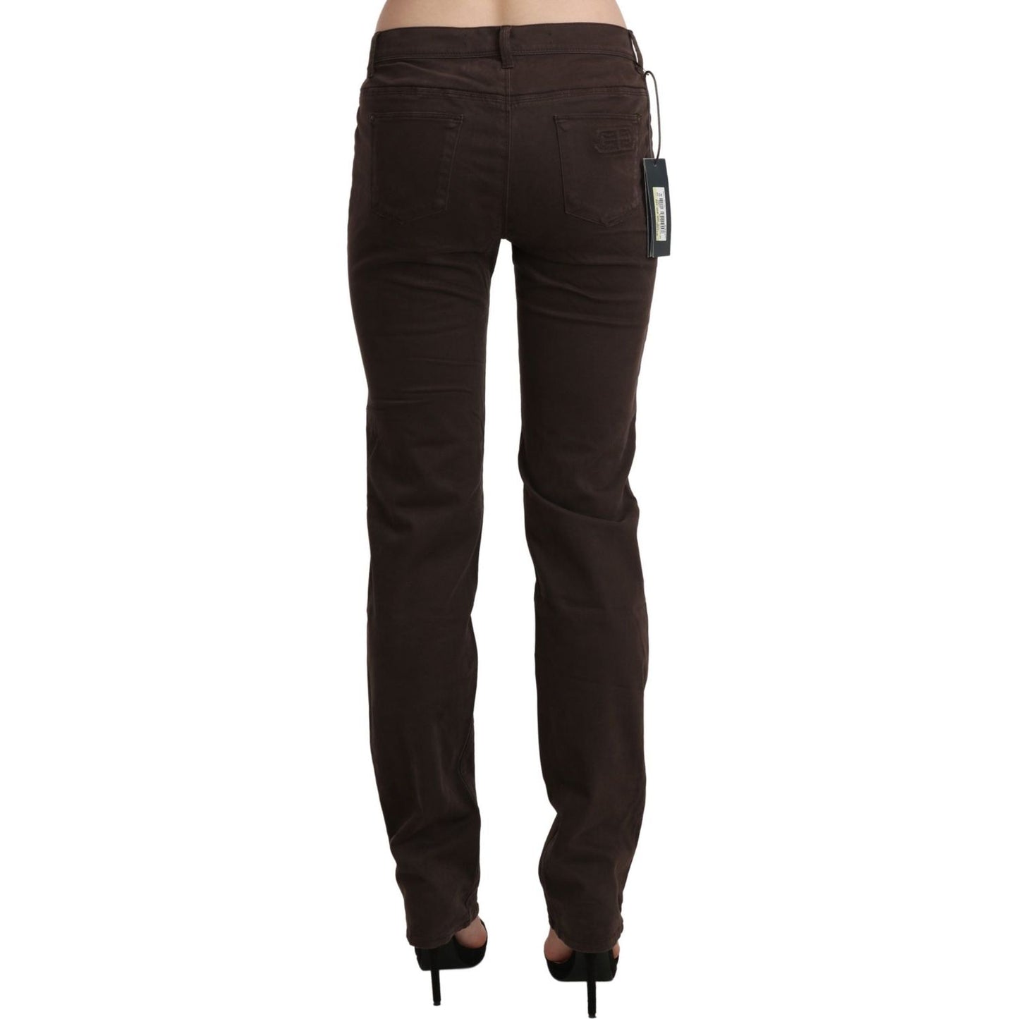 Ermanno Scervino Brown Mid Waist Skinny Slim Trouser Cotton Jeans PAN71149-32