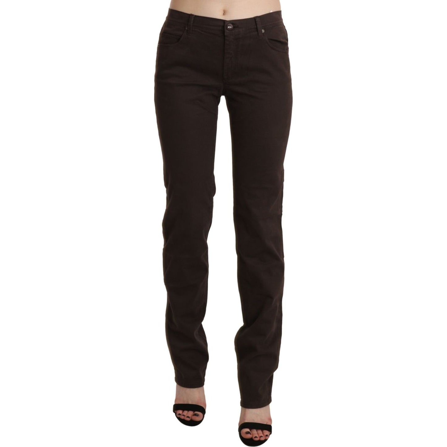 Ermanno Scervino Brown Mid Waist Skinny Slim Trouser Cotton Jeans PAN71149-32