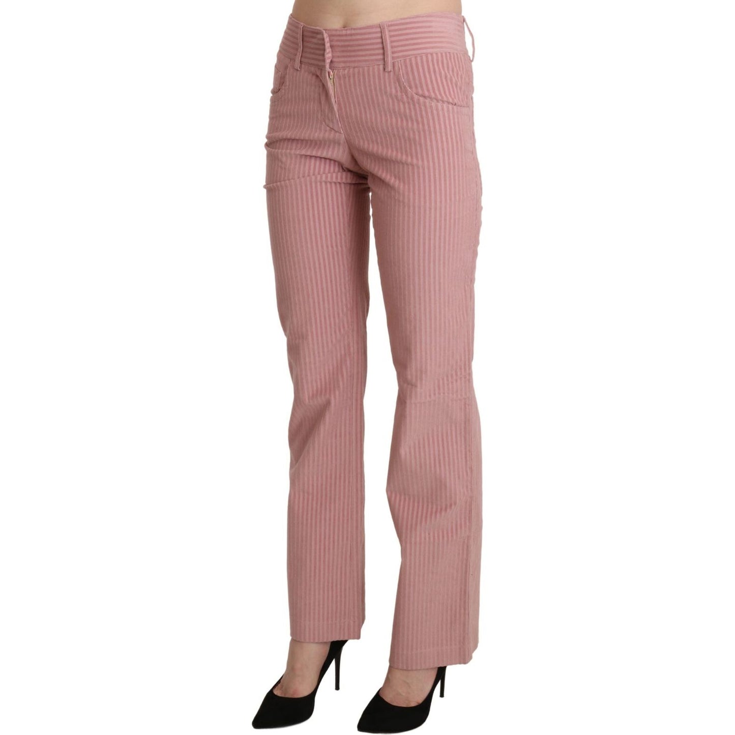 Ermanno Scervino Pink Mid Waist Straight Trouser Cotton Pants PAN71155-40