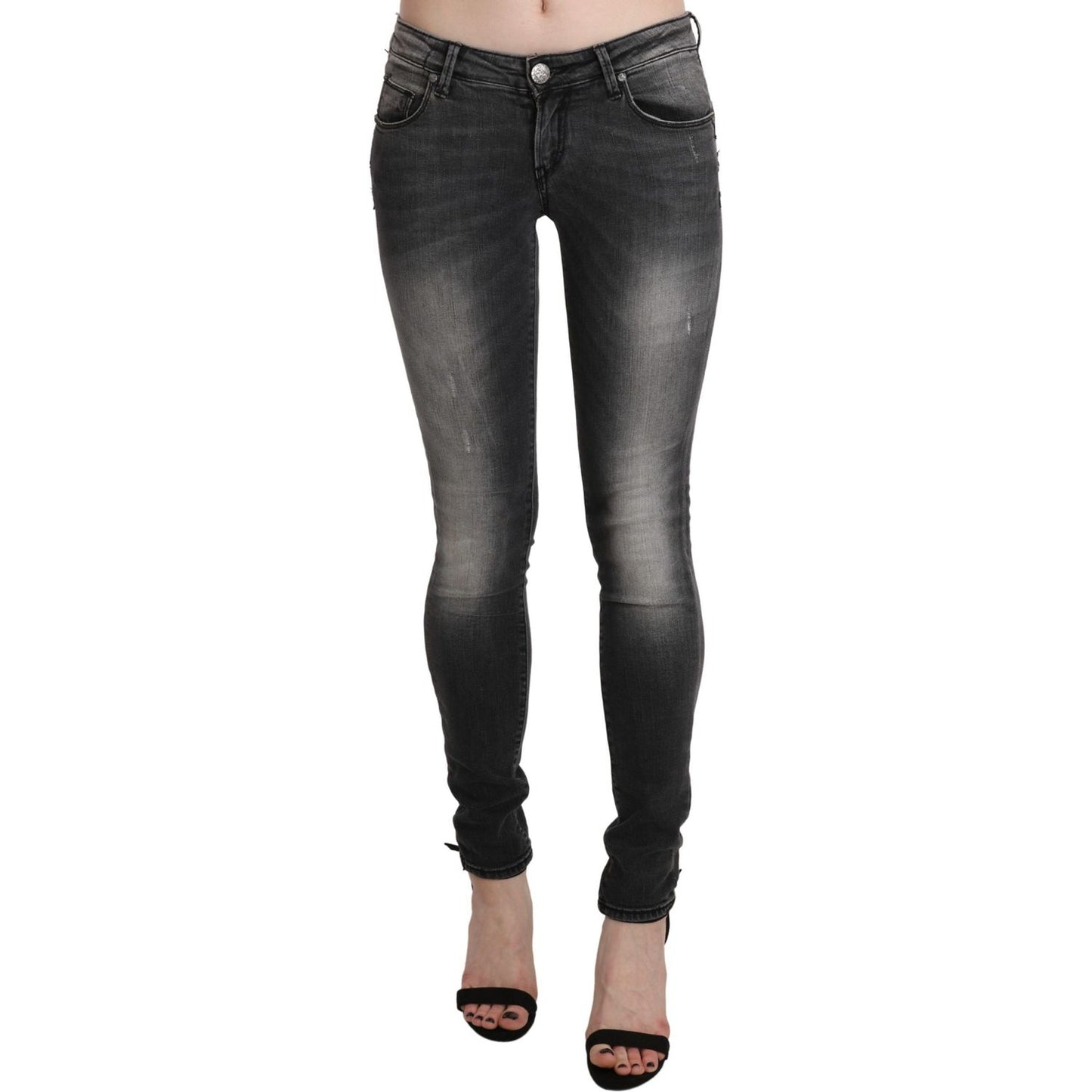 Acht Black Gray Washed Skinny Trouser Cotton Jeans PAN71209-27