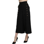 Dolce & Gabbana Black Wide Wool Leg Cropped Trouser Pant PAN71315-36