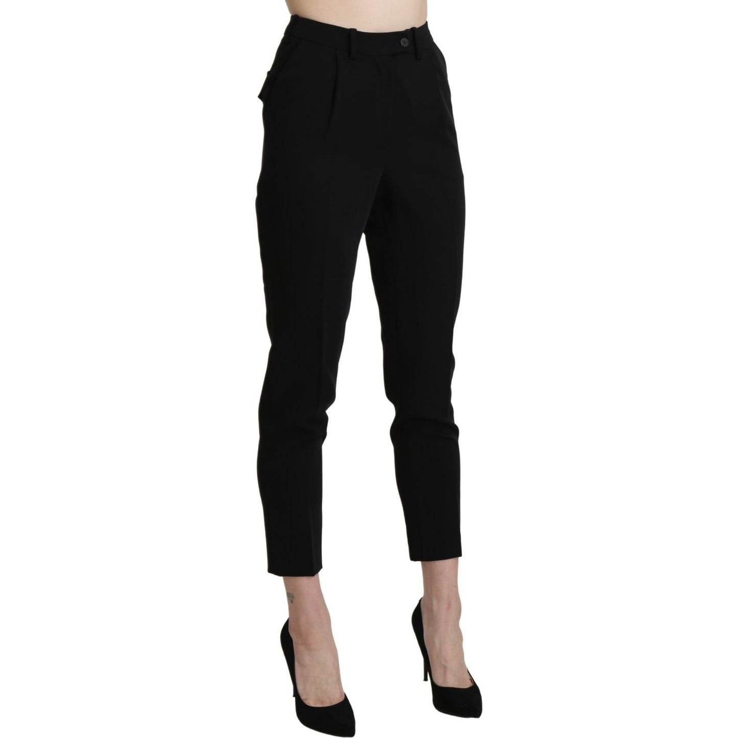 BENCIVENGA Black High Waist Skinny Cropped Dress Trouser Pant PAN71327-40