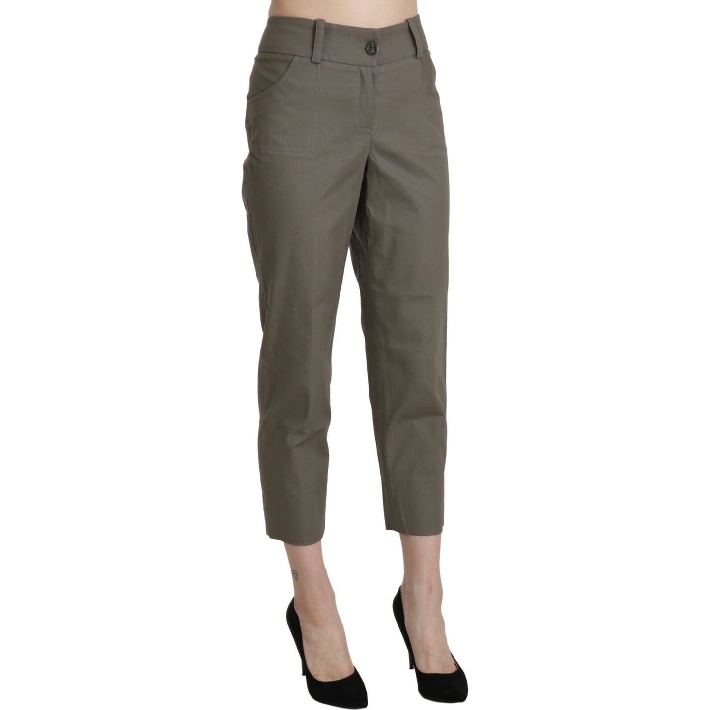 BENCIVENGA Gray High Waist Cropped Dress Trouser Pants PAN71344-46