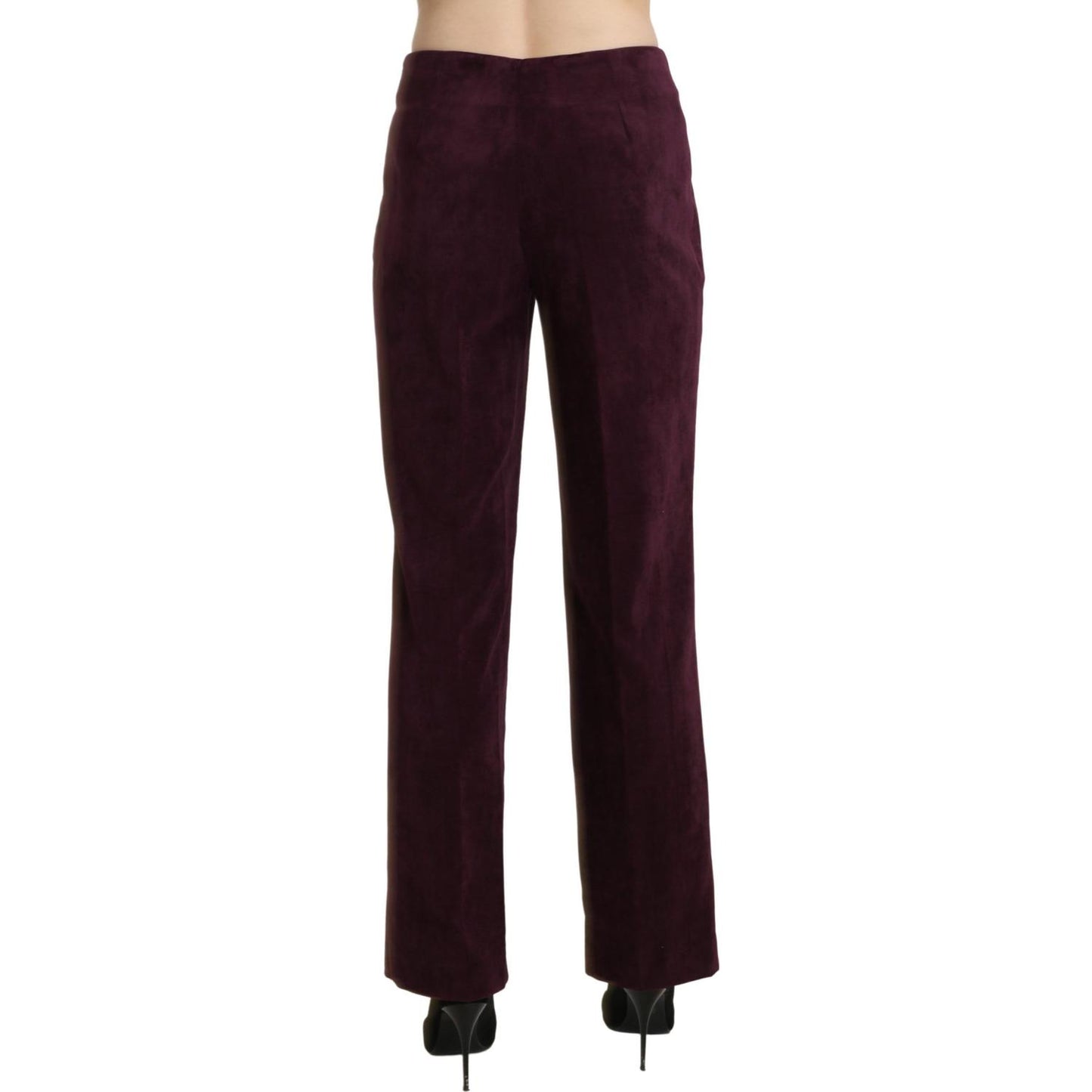 BENCIVENGA Purple Suede High Waist Straight Trouser Pants PAN71365-48