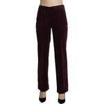 BENCIVENGA Purple Suede High Waist Straight Trouser Pants PAN71365-48