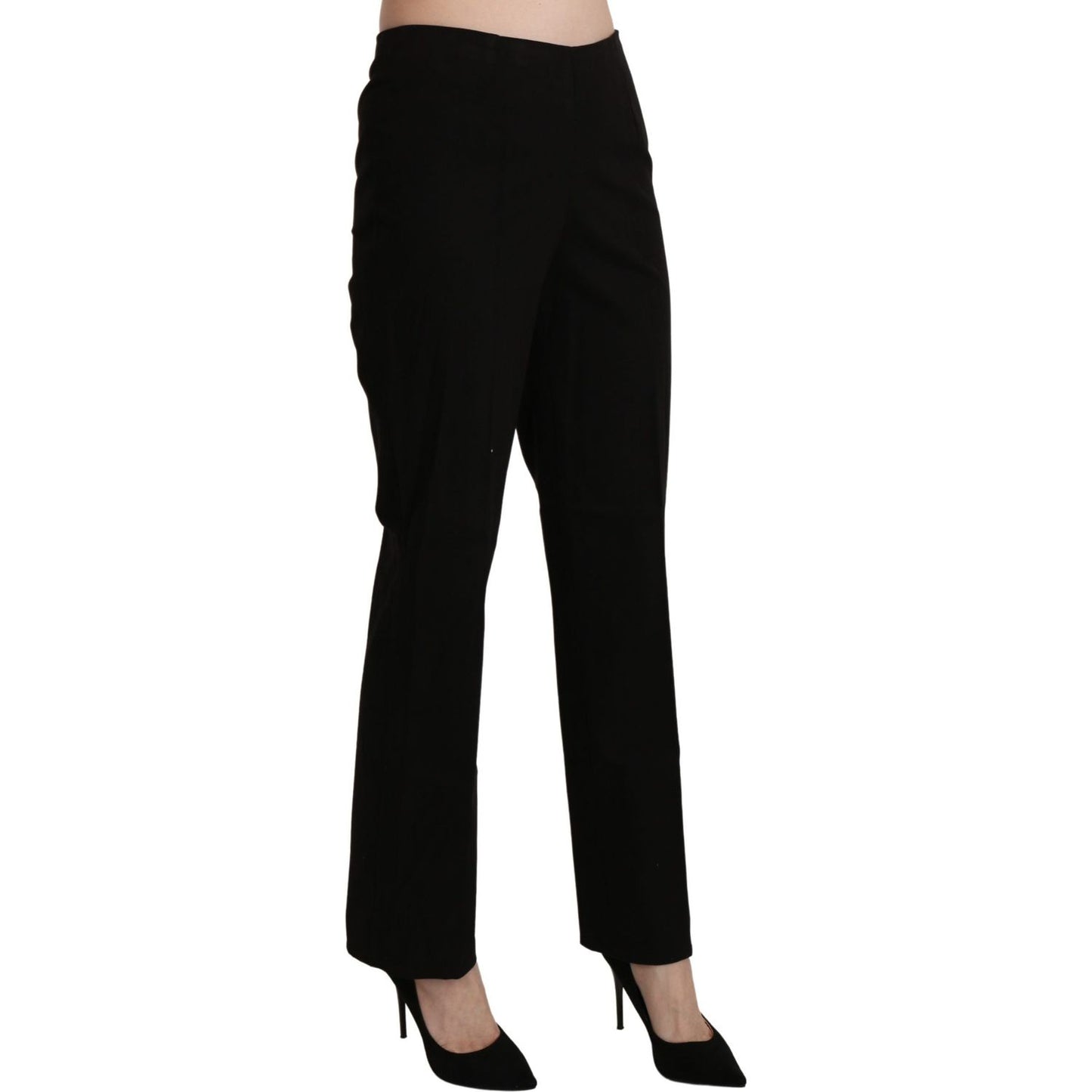 BENCIVENGA Black High Waist Straight Dress Trouser Pant
