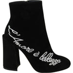 Dolce & Gabbana Black Suede L'Amore E'Bellezza Boots Shoes LA8143-35