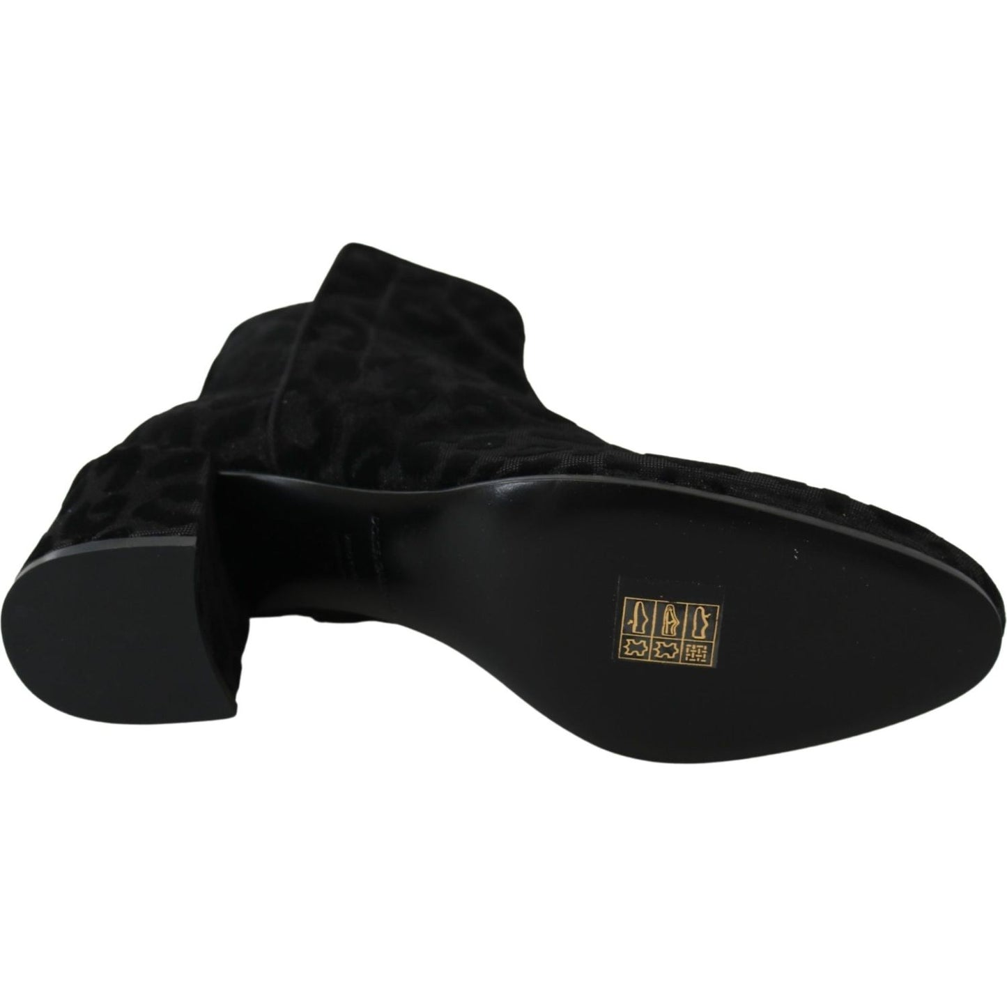 Dolce & Gabbana Black Leopard Short Boots Zipper Shoes LA8140-36.5