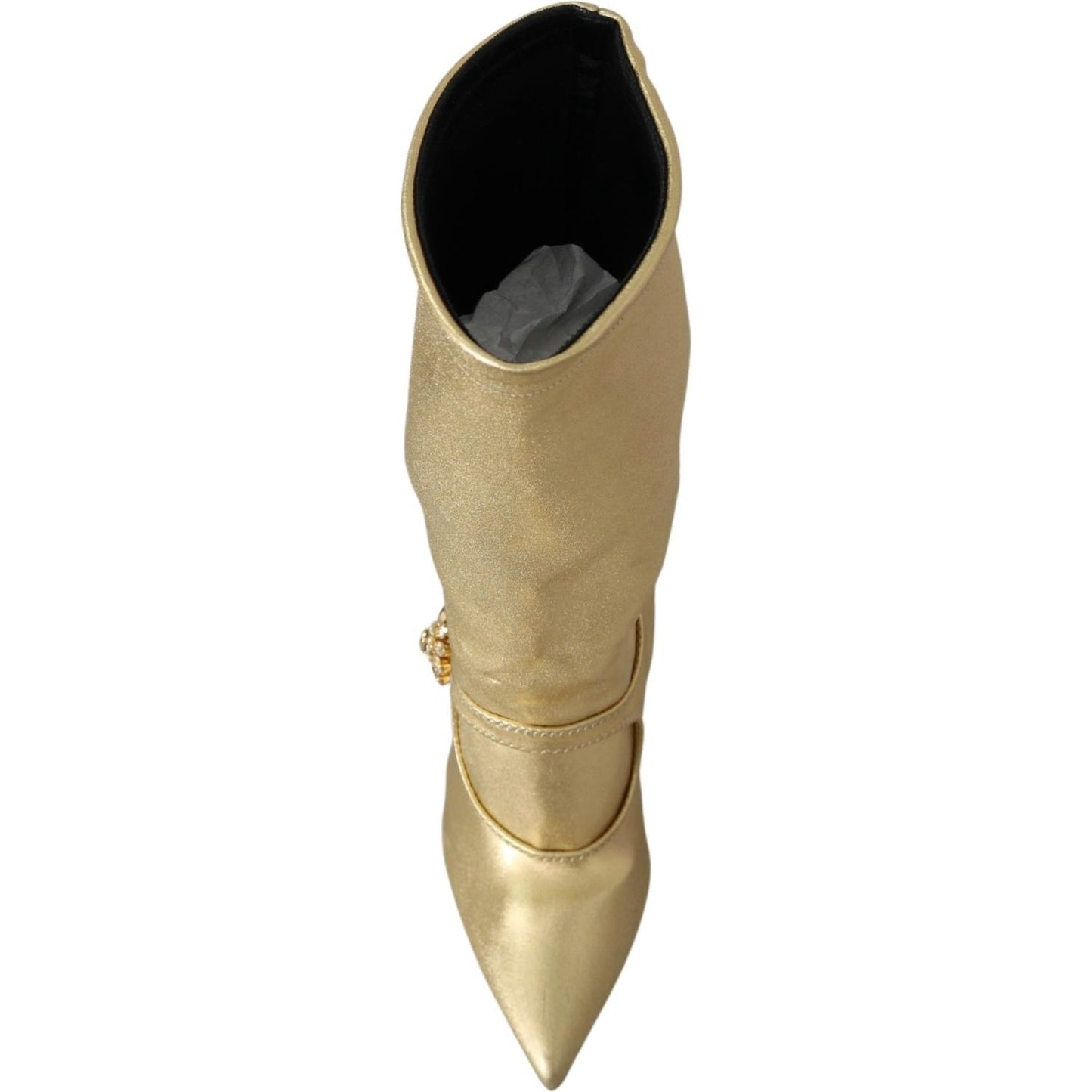 Dolce & Gabbana Elegant Gold Ankle Boots Socks with Rhinestones 1728,35% Elastane,67345645728,Boots - Women - Shoes,Dolce & Gabbana,EU38.5/US8,Gold,Material: 65% Polyamide,New with tags,Shoes,Women,Women - Shoes Dolce & Gabbana LA8132-38.5