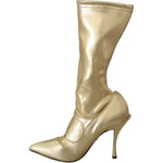Dolce & Gabbana Elegant Gold Ankle Boots Socks with Rhinestones 1728,35% Elastane,67345645728,Boots - Women - Shoes,Dolce & Gabbana,EU38.5/US8,Gold,Material: 65% Polyamide,New with tags,Shoes,Women,Women - Shoes Dolce & Gabbana LA8132-38.5