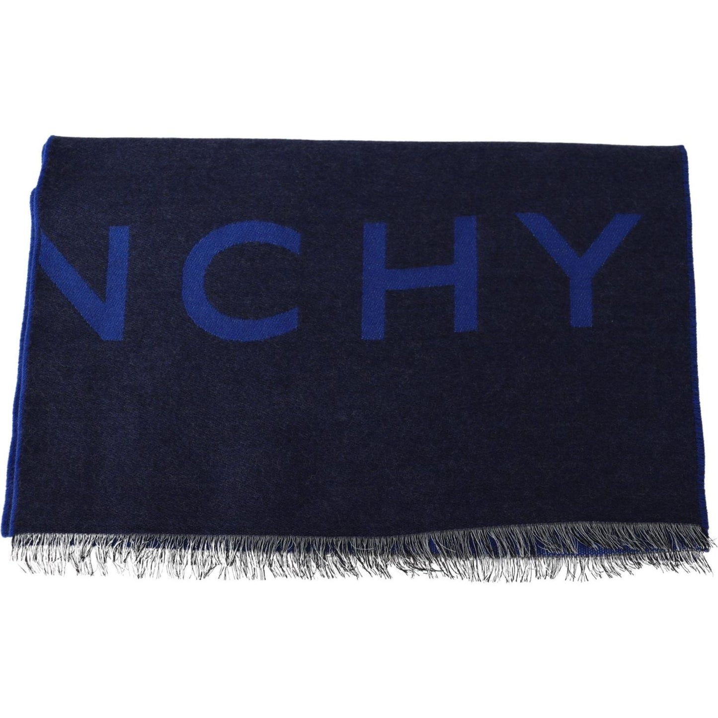 Givenchy Blue Wool Unisex Winter Warm Scarf Wrap Shawl MS1844