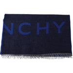 Givenchy Blue Wool Unisex Winter Warm Scarf Wrap Shawl MS1844