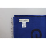 Givenchy Blue Wool Unisex Winter Warm Scarf Wrap Shawl MS1844