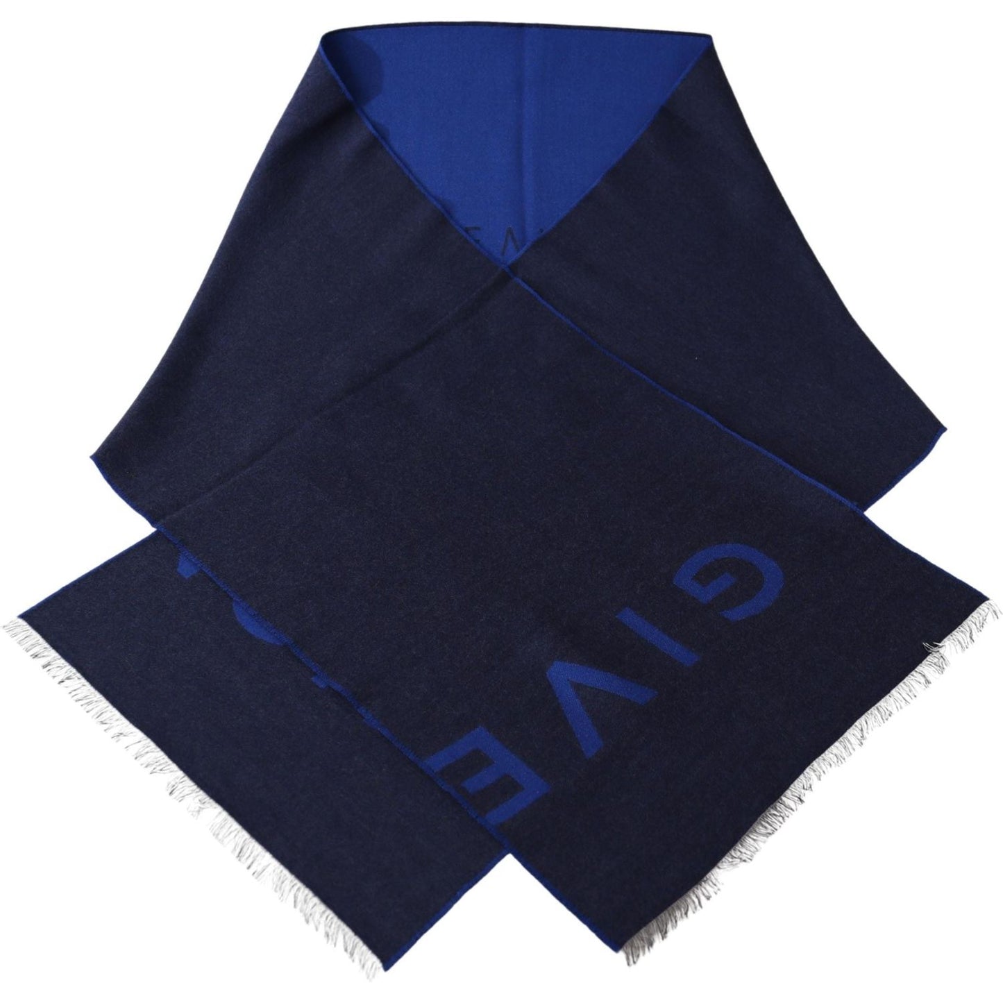 Givenchy Blue Wool Unisex Winter Warm Scarf Wrap Shawl MS1844