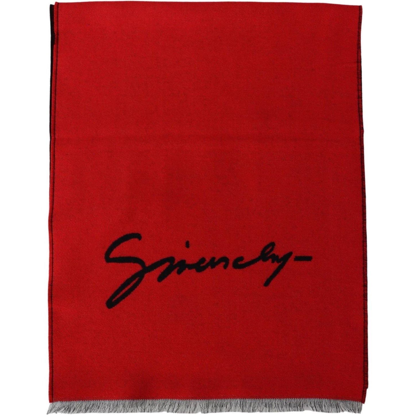 Givenchy Red Black Wool Unisex Winter Warm Scarf Wrap Shawl BGMS1845