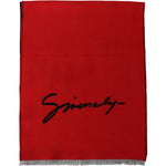 Givenchy Red Black Wool Unisex Winter Warm Scarf Wrap Shawl BGMS1845
