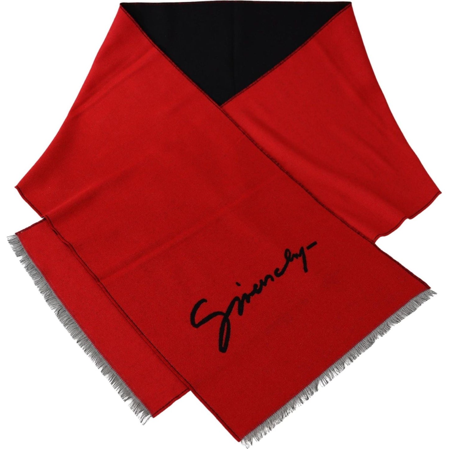 Givenchy Red Black Wool Unisex Winter Warm Scarf Wrap Shawl BGMS1845