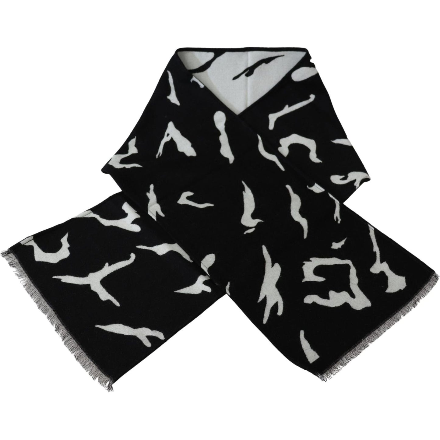 Givenchy Black White Wool Unisex Winter Warm Scarf Wrap Shawl MS1848