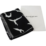 Givenchy Black White Wool Unisex Winter Warm Scarf Wrap Shawl MS1848