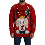 Dolce & Gabbana Red Christmas Dog Pullover Cashmere Sweater TSH5416- 44