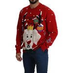 Dolce & Gabbana Red Christmas Dog Pullover Cashmere Sweater TSH5416- 44