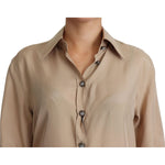 Dolce & Gabbana Beige Silk Shirt Decorative Buttons Top TSH5728-38