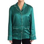 Dolce & Gabbana Green Pyjama Blouse Silk Lounge Sleepwear Top TSH5751-36