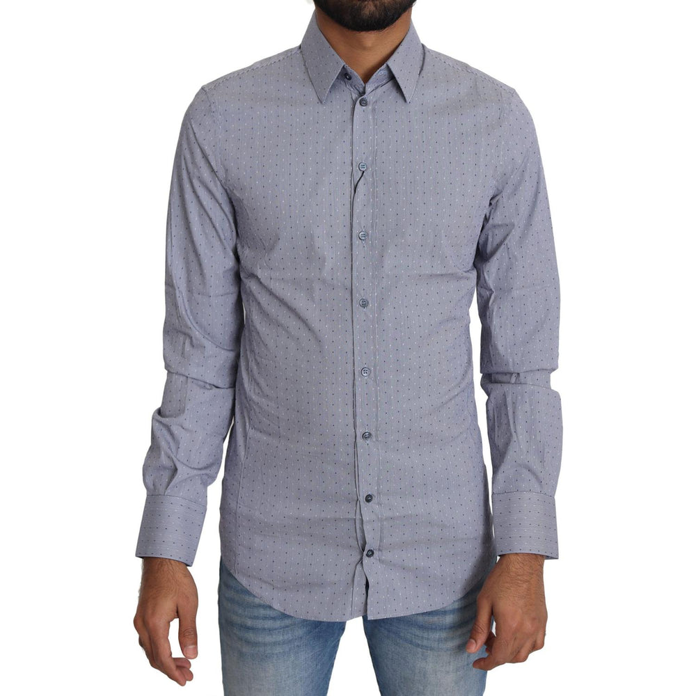 Dolce & Gabbana Gray Dotted Semi Fitted Formal SICILIA Shirt TSH5464-37