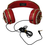 Dolce & Gabbana FRENDS Leather Red Floral Crystal Headset Headphones SMY100162