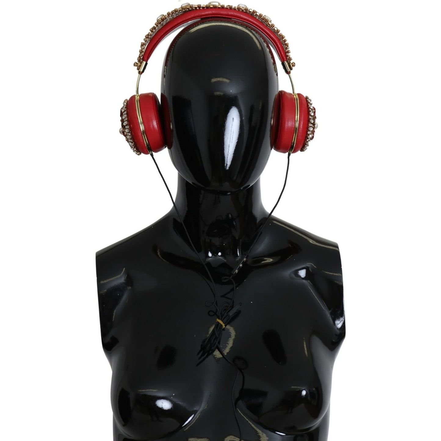 Dolce & Gabbana FRENDS Leather Red Floral Crystal Headset Headphones SMY100162