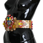 Dolce & Gabbana multicolor Embellished Floral Crystal Wide Waist Belt SMY10484-42