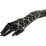 Dolce & Gabbana Black Leather Crystal Beaded Finger Free Gloves GLO020-7