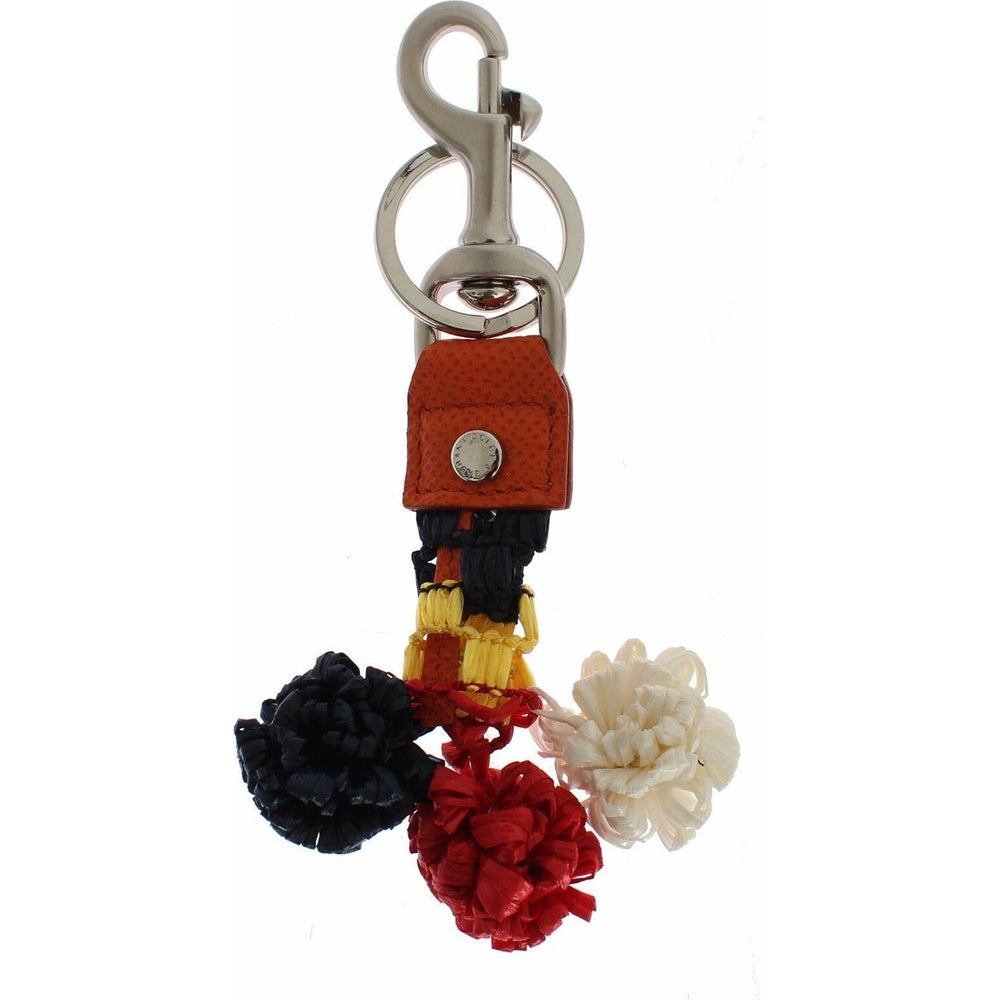 Dolce & Gabbana Multicolor Raffia Leather Clasp Finder Chain Keyring SIG15034