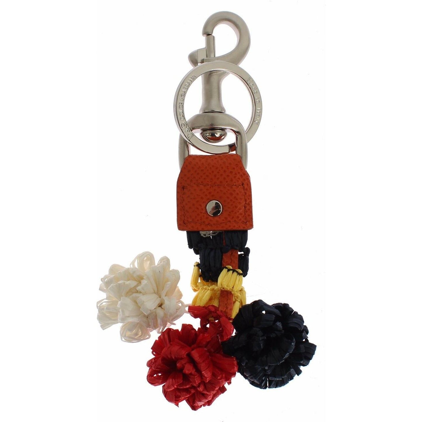Dolce & Gabbana Multicolor Raffia Leather Clasp Finder Chain Keyring SIG15034