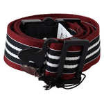 Costume National Maroon Black Stripe Silver Black Buckle Belt BEL8007-100