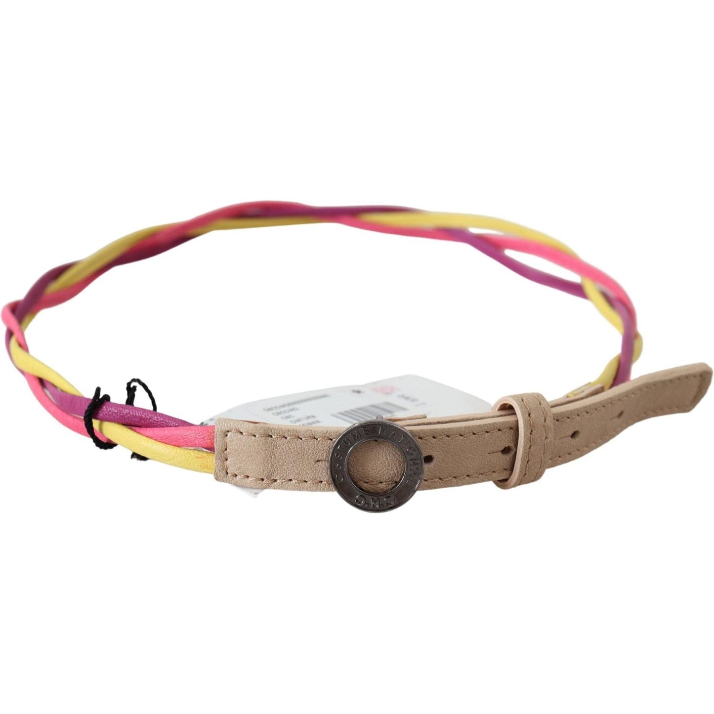 Costume National Multicolor Twisted Leather Circle Buckle Belt BEL8009-85